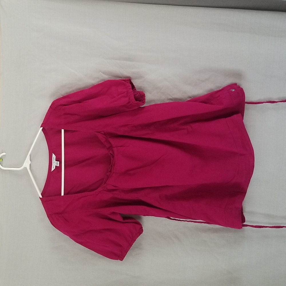 American Eagle striped magenta tie back top